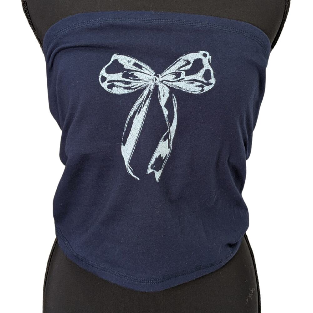 New Without Tags Vibe'n Blue Coquette Tube Top w/ Built-in Shelf Bra | Women's L